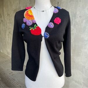 Vintage y2k Beaded and Embroidered Fruit Cardigan